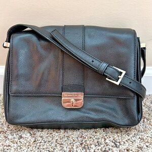 Kate Spade Black Leather Milna Lovett Street Crossbody Bag Small Clasp Pockets